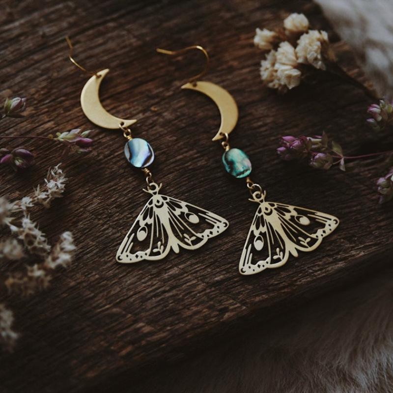 Moon & Moth Celestial Abalone Earrings