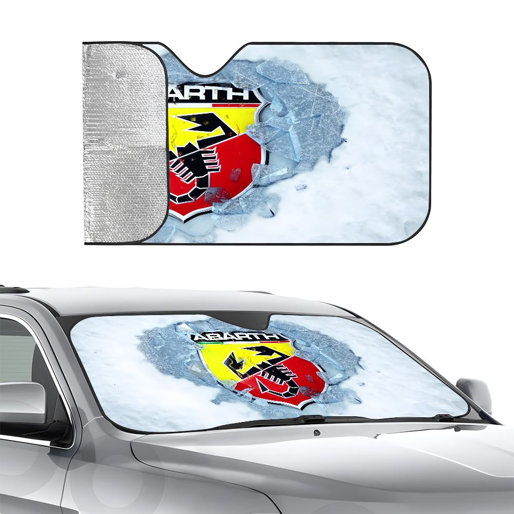 Luxury A-AbarthS-S Logo Car SunShade Visor Reusable Aluminum Foil UV Protector Suction Cups Heat Three-layer Insulation
