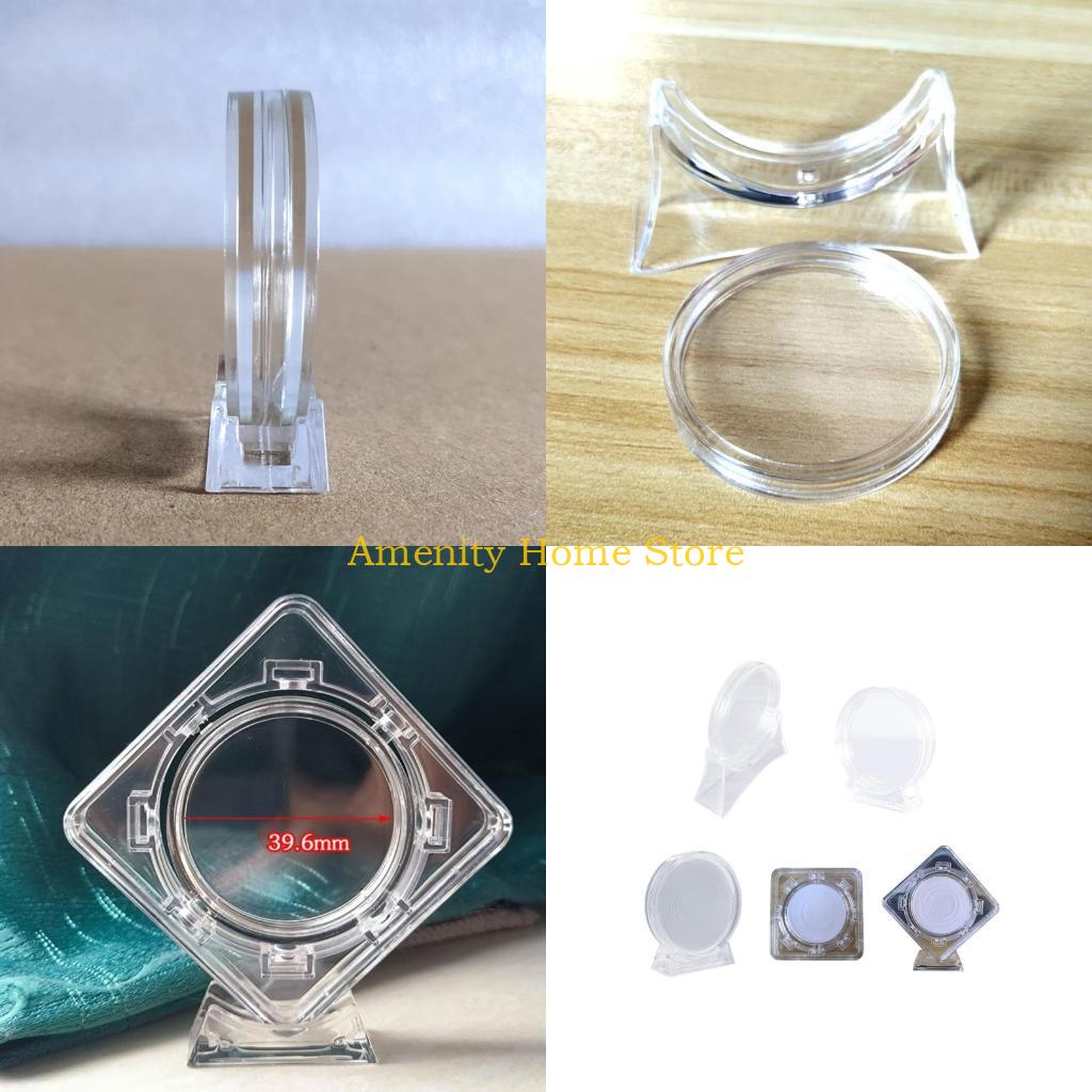 F26C Commemorative Coin Display Holder Capsules with Stands for Collecting Coin Container Organizer Storage Box Supplies