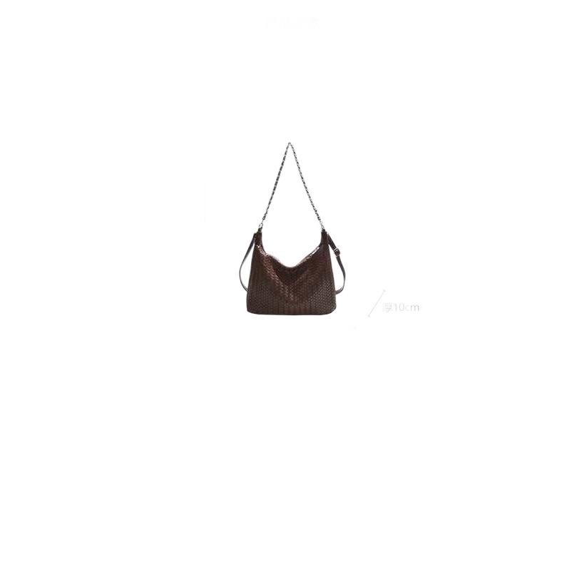 Autumn 2025 Women's Large Woven Crossbody Tote: Solid Color Handheld & Shoulder Bag