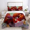 Chicken Duvet Cover Set Watercolor Rooster Bedding Set Animal Flower BedClothes Green Grass Polyester Comforter Cover King Size