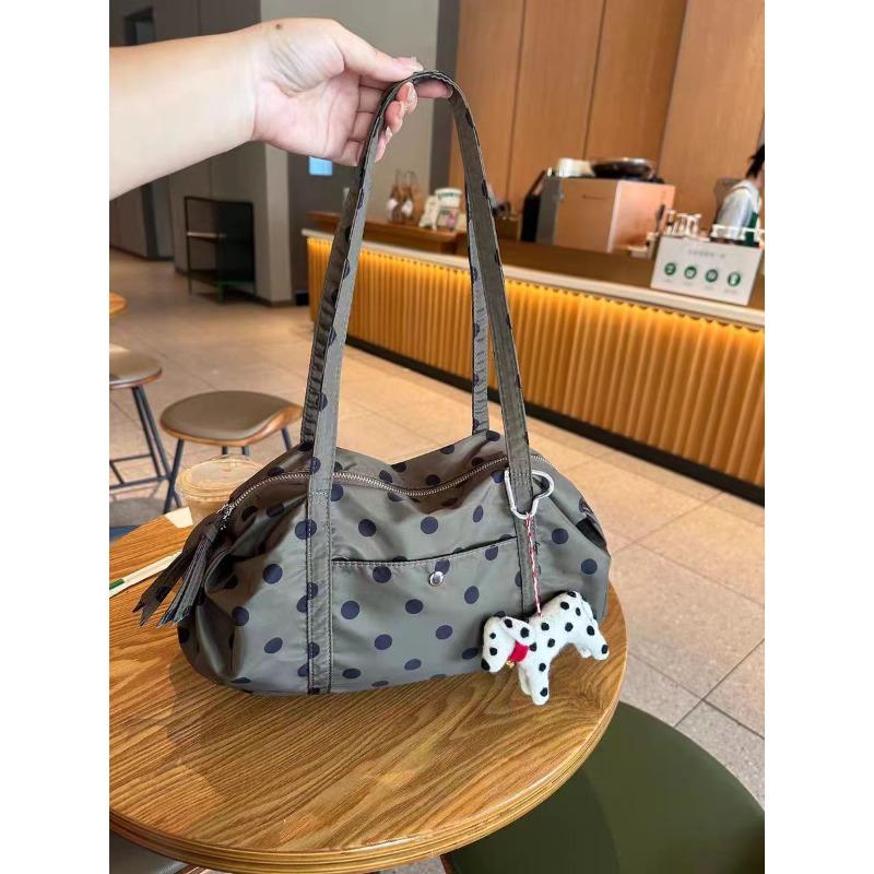 

Polka dot shoulder bag large-capacity nylon cloth bag ultra-light short-distance travel yoga sports storage handbag