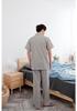 Summer Pure Cotton Minimalist Double Gauze Pajama Set: Short Sleeve Top & Long Pants, Seamless Design for Couples
