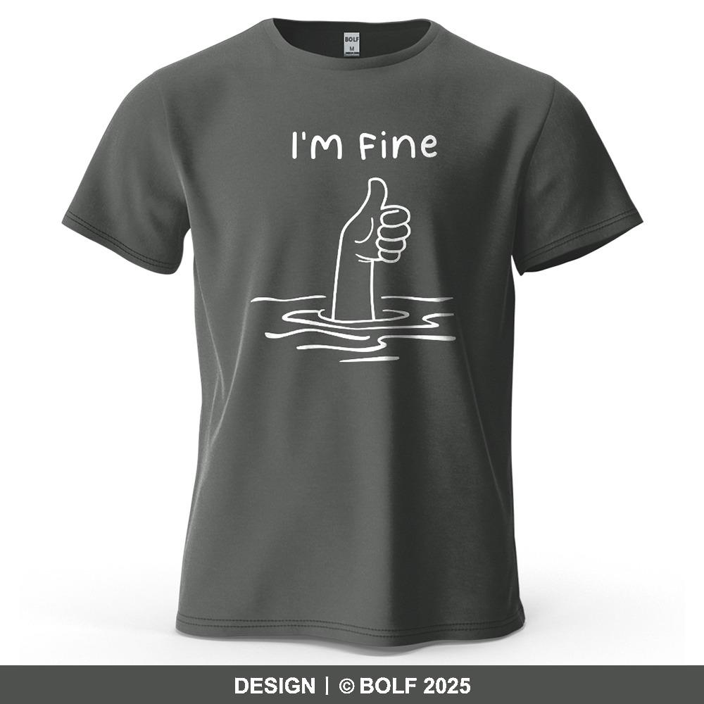 

I m Fine Funny Printed Men s T-shirt Oversized Simple Cartoon Graphic T-shirt for Women Tops T-shirt Streetwear M