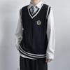 Gilet Maglione Originale Academy da Uomo con Scollo a V - Maglieria Autunno/Inverno in Caldo Stile Uniforme Scuro