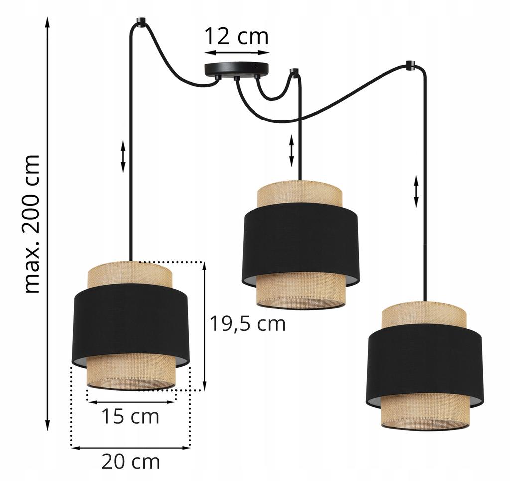 Hanging Lamp, Ceiling Chandelier, Lampshade, Boho Juta