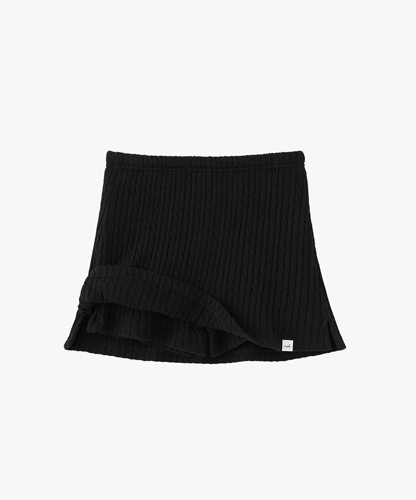 POEV Cable Knit Mini Skirt Shorts - Black