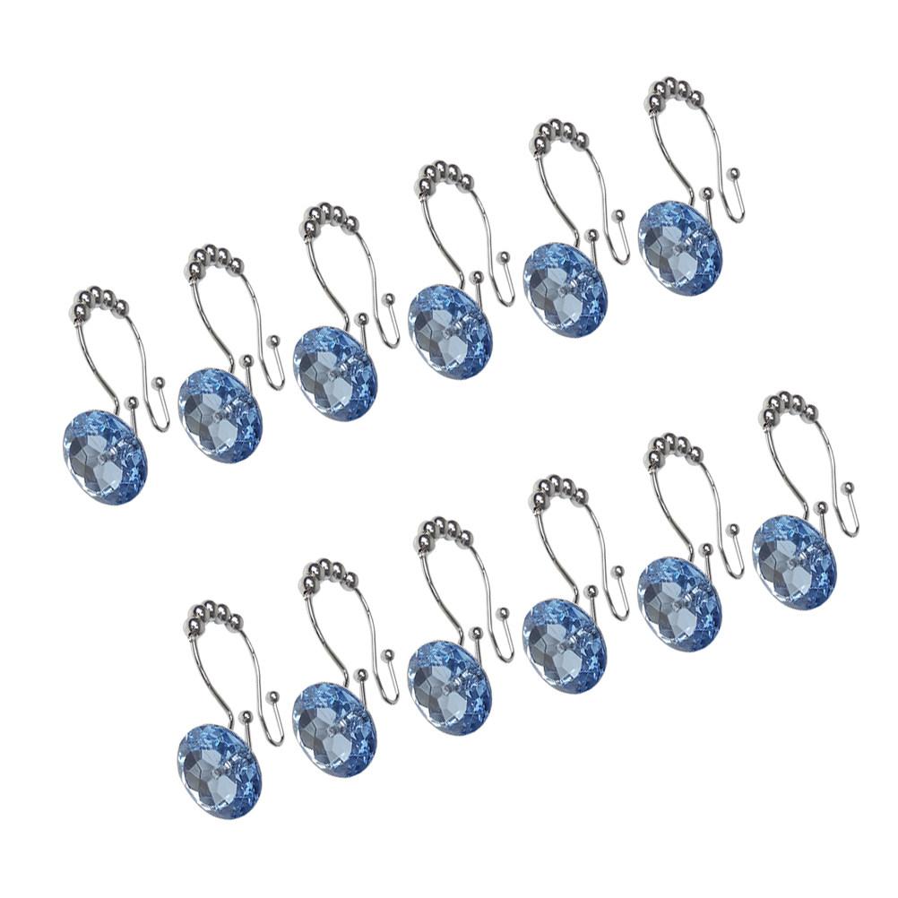 12Pcs Decorative Rhinestone Shower Curtain Hooks
