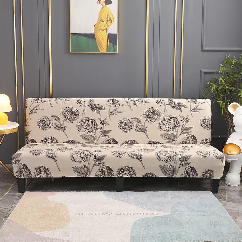 Stretch Futon Cover Armless Sofa Covers Sofa Bed Covers Couch Cover Sofa Slipcover Furniture Protector With Elastic Bottom 1Pc