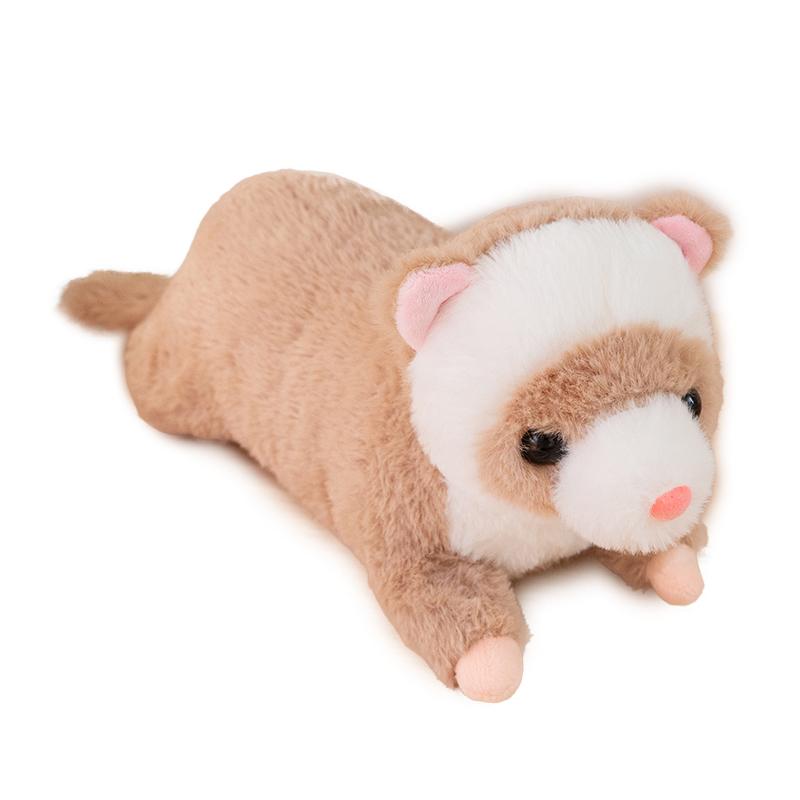 40~60Cm Liggend Frettenvilt Speelgoed Bruin Grijs Wit Anglo Nerts Klein Dier Cartoon Pluche Knuffel Metgezel Cadeau 50cm