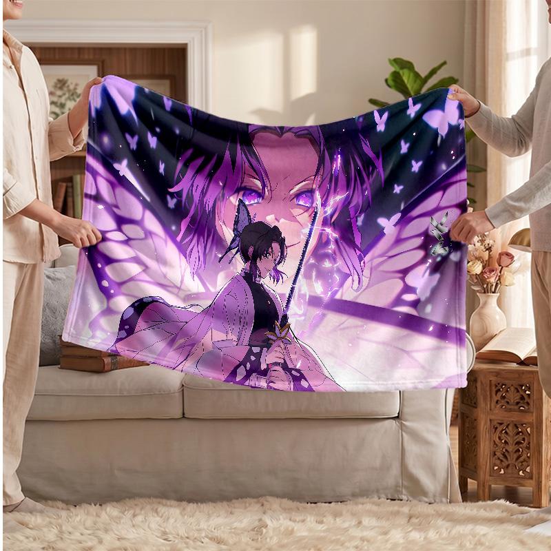 Shinobu Kocho Printed Flannel Blanket, Skin Friendly Warm Throw for Indoor Couch Bed Daily Use