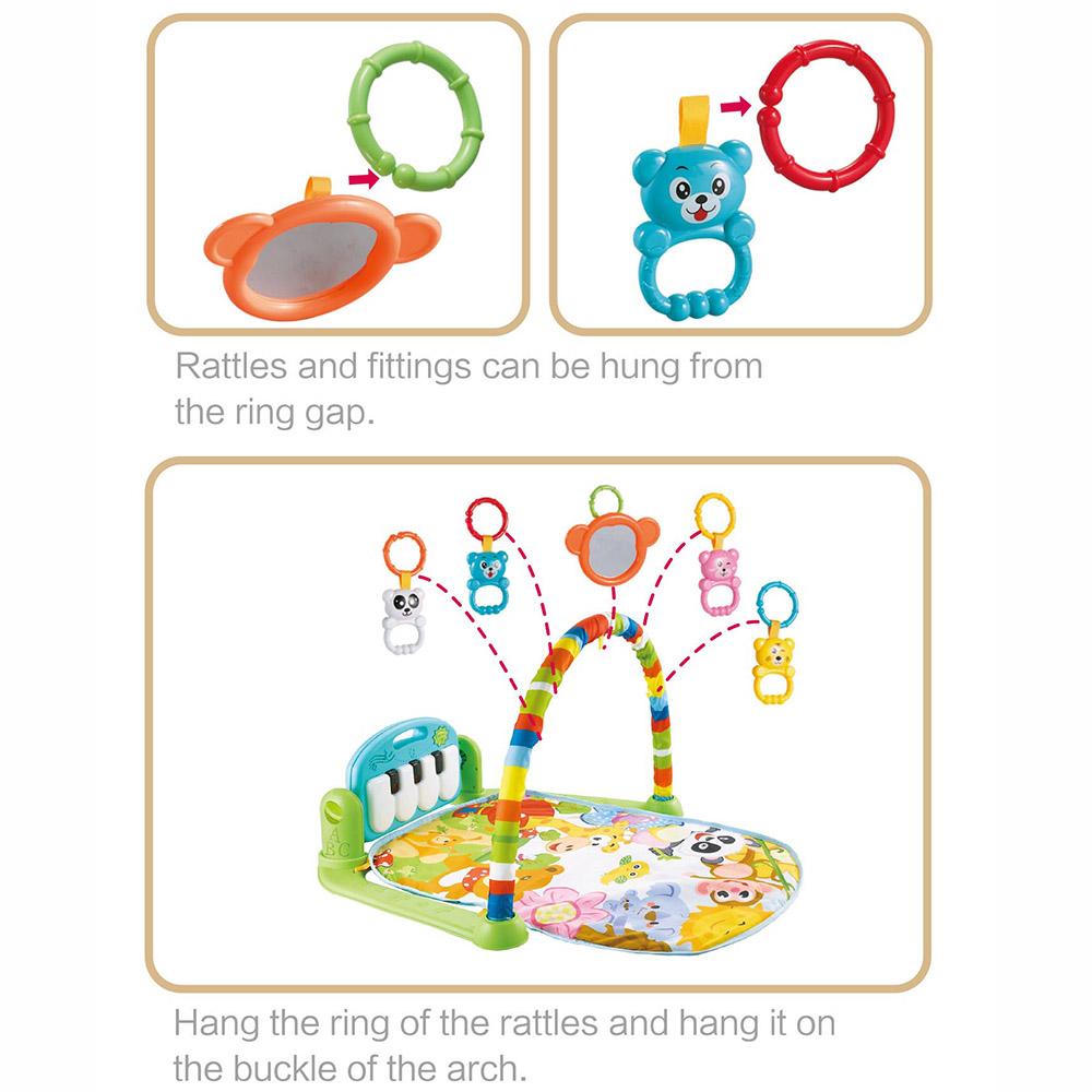 Baby Playmat Kick and Play Piano Gym with Music LED Lights Hanging Toys Mirror Musical Activity