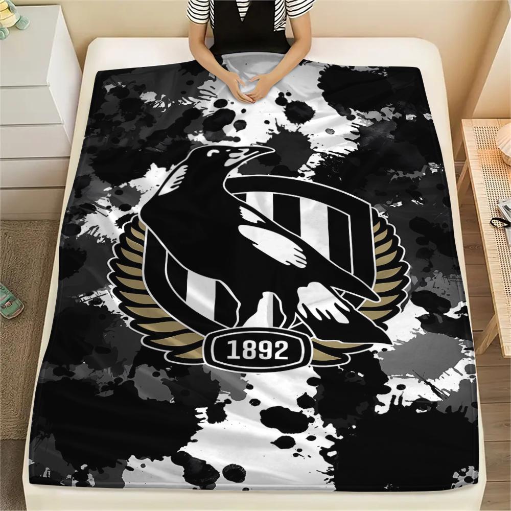 1PC Collingwood Football Club Print Flannel Blanket, High quality All Seasons, Home Decor, Warmth and Comfort, Perfect for Christmas Gifts