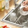 Dreieckiges Spülbecken-Abtropfgestell Edelstahl Spülbecken-Caddy Organizer Abflussbar Große Kapazität Multifunktionaler Küchenspülbecken-Organizer