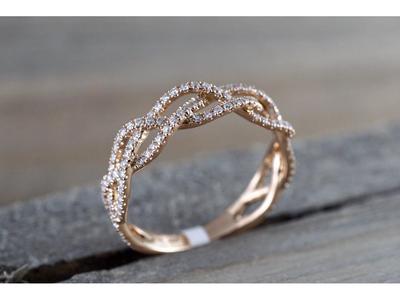 Bague Or Rose Diamants Entiers - Bijoux Populaires de Mannequin de Défilé Européen et Américain pour Femmes