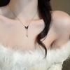 Blue Zircon Butterfly Tassel Necklace New Imitation Pearl Chain Y2K Design Creative Popular Collarbone Chain Women's Jewelry