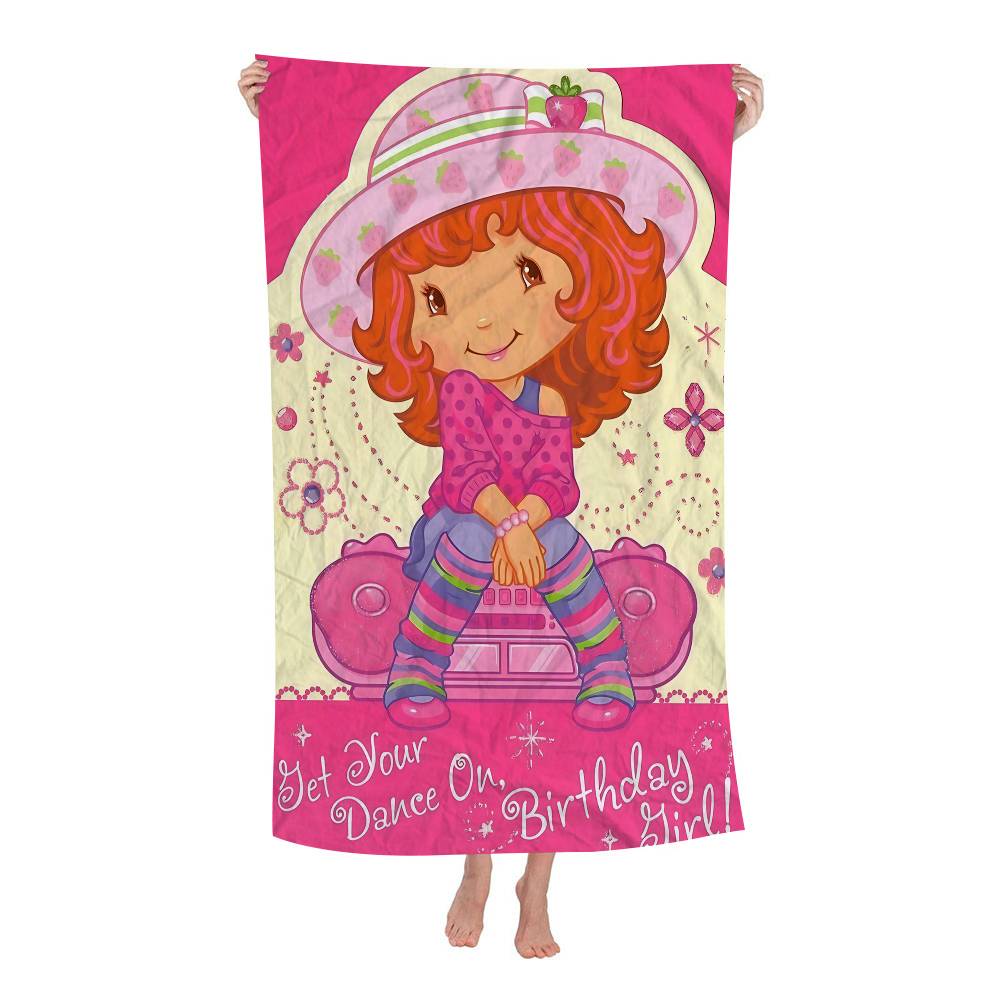 Animation S-Strawberry Cartoon S-Shortcake Microfiber Blanket Beach Towels Oversized Printing Super Absorbent Pool Towel