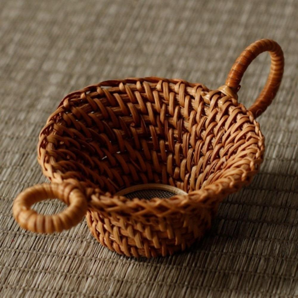Handgefertigter Teefilter Traditioneller Bambus Rattan Teelöffel Teefilter Teesieb Teeraum