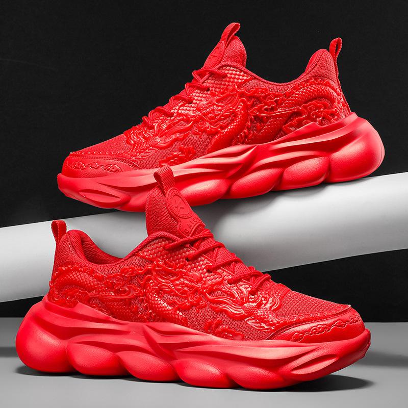 Spring new men's Year of the Dragon dad shoes platform student luminous sports shoes outdoor men's shoes