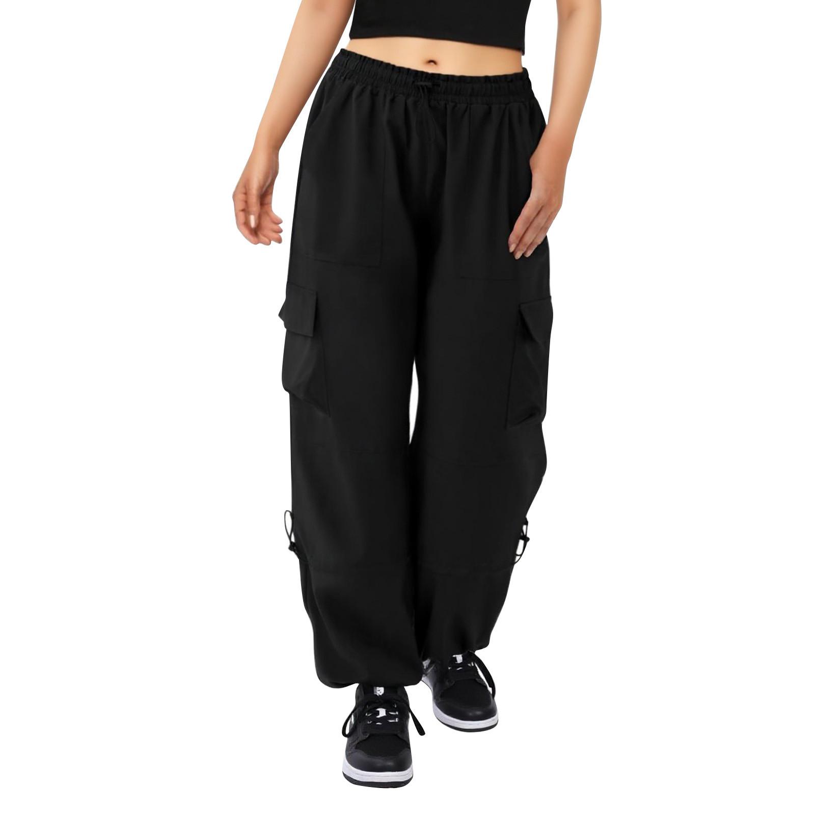 

Cargo Pants Women High Waisted Parachute Pants With Pockets Quick Dry Lightweight Baggy Pants L