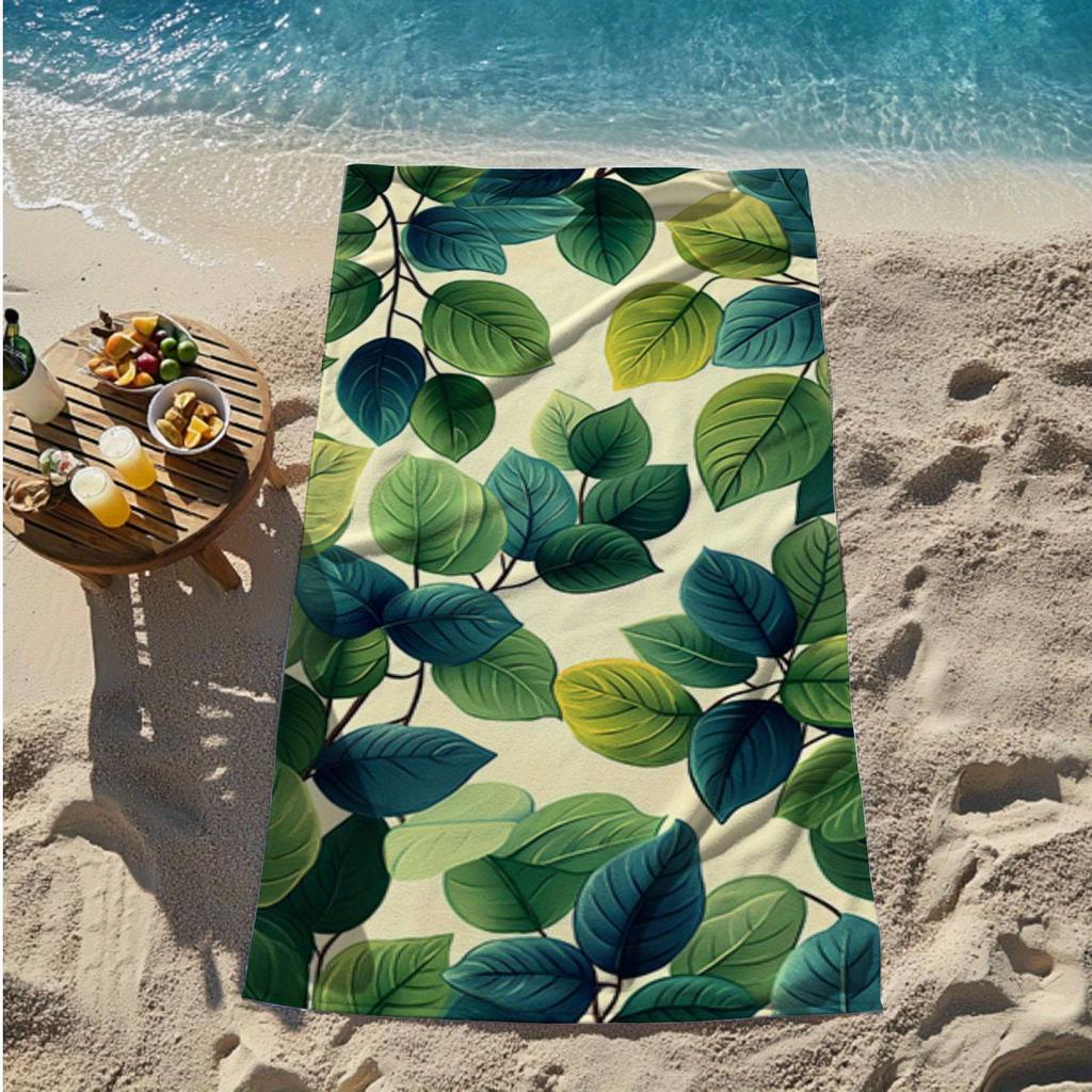 Leaf Pattern Beach Towel for FunMicrofiber Terry Bath Towels for Yoga, Travel, Swimming, Fitness and Camping