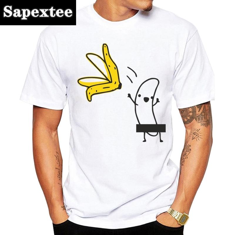 

Casual Funny TShirt Men Naked Banana Cartoon Print Short Sleeve ONeck T Shirt Men Summer Humor Joke Tee Homme Top 4XL