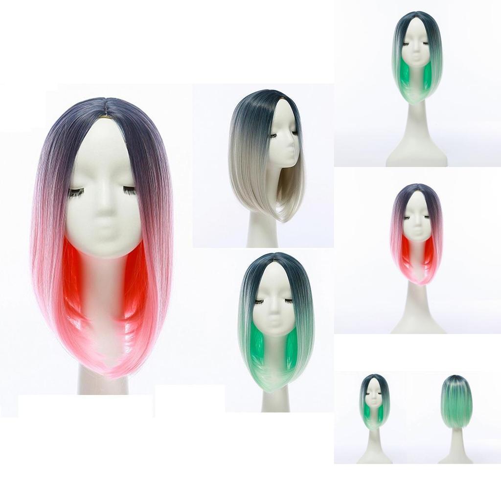 Short Hair Bob Wig With Gradient Color For Women And Natural Look