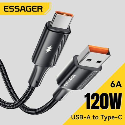 Essager 6A USB Type C-kabel för Xiaomi 11 Realme Huawei 120W Snabbladdare USB C Datakabel Type C-kabel för Samsung OPPO