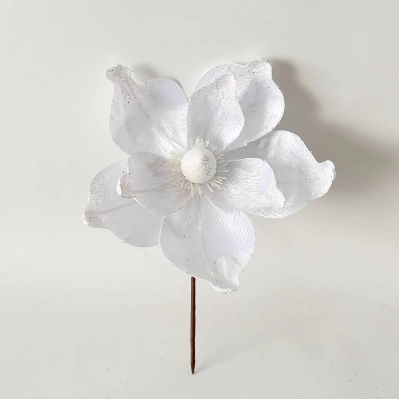 Cross-border Christmas Red Velvet White Magnolia Artificial Tree Decoration