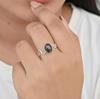 Schwarzer Rutil Wellen 925 Sterling Silber Ring, Minimalistischer Boho Ring für Damen, Geschenk für Sie