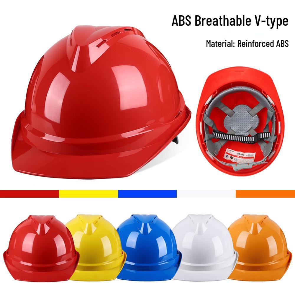 V-Shaped Fiberglass Safety Helmet - Anti-Smash, Thickened, Breathable, White