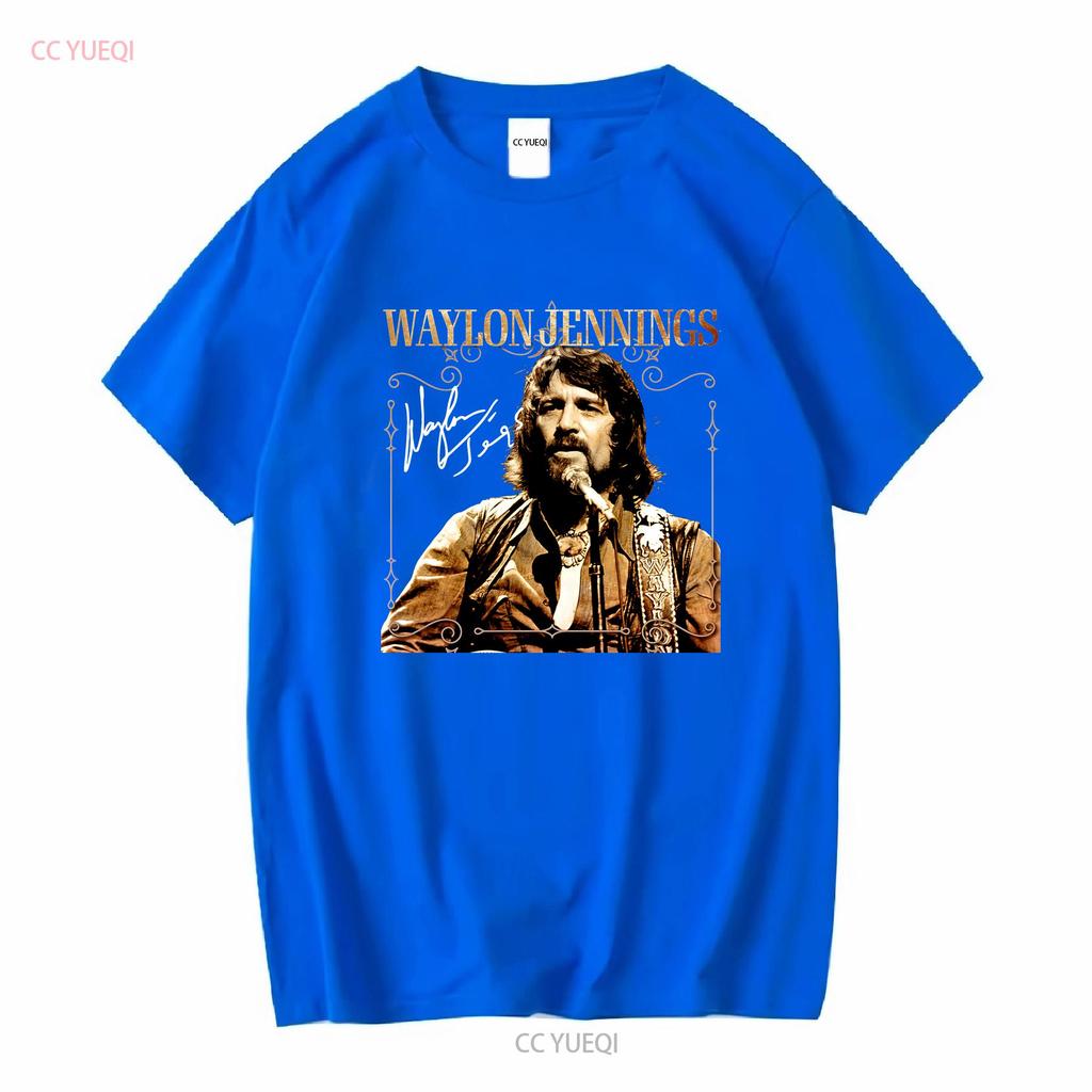 Maglietta Nera in Cotone Vintage Waylon Jennings D76841 vintage Lavata Elasticizzata Morbida Casual Comoda Unisex streetwear