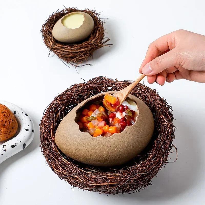 Handwoven Rattan Bird's Nest, Artificial Craft Birdhouse,Artificial Bird Nest, Bird House, Garden Nature Art Craft Decoration