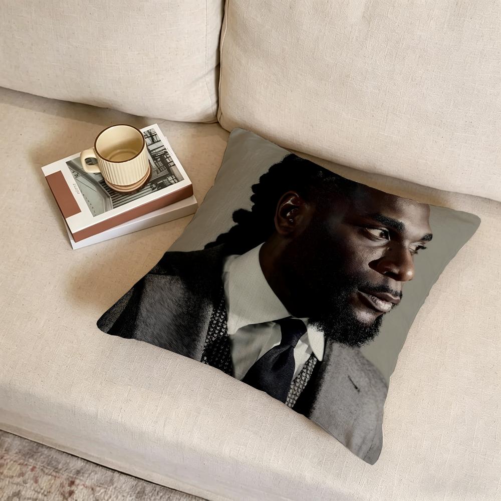 B-Burna Boy Cushion Cover Fabric Soft Furnishing,Pillowcase, Cushion Cover, Sofa Pillow, Home Decoration