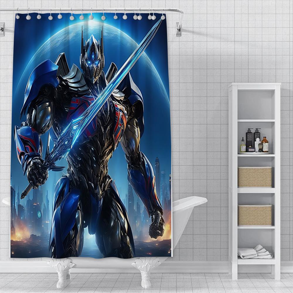 Shower Curtain Waterproof Polyester Fabric Paint Colorful Bath Curtains Transformers Autobot Home Bathroom Decor With Hook