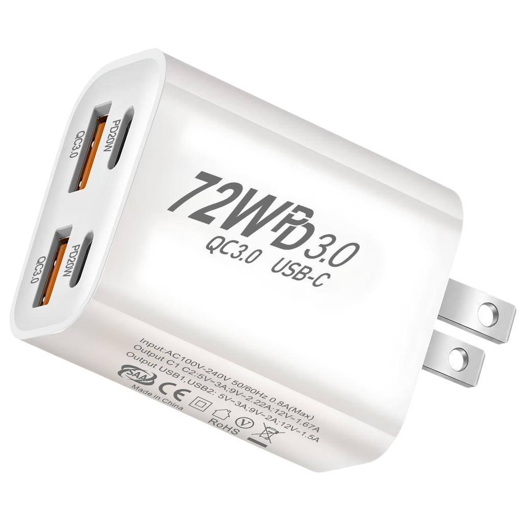 Multi Ports USB Charger 71W Fast Charging Type C Phone Adapter For iPhone Samsung Xiaomi Redmi EU/US/AU/UK Plug Wall Charger