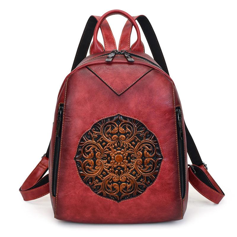 Women s Vintage Embossed PU Leather Backpack, Convertible 3-Way Casual Daypack, Lightweight Commuter Travel Backpack Purse