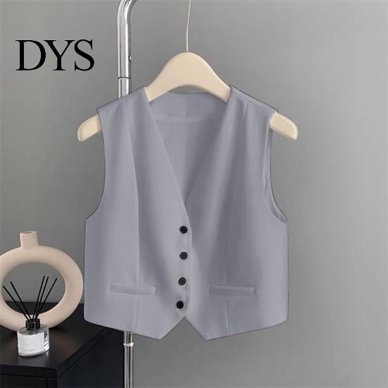 Short Design Outerwear For Women Waistcoat Vest Vintage Sleeveless Dressy Suit Casual Button Up Layering V-Neck Tuxedo for Daily Wear Office