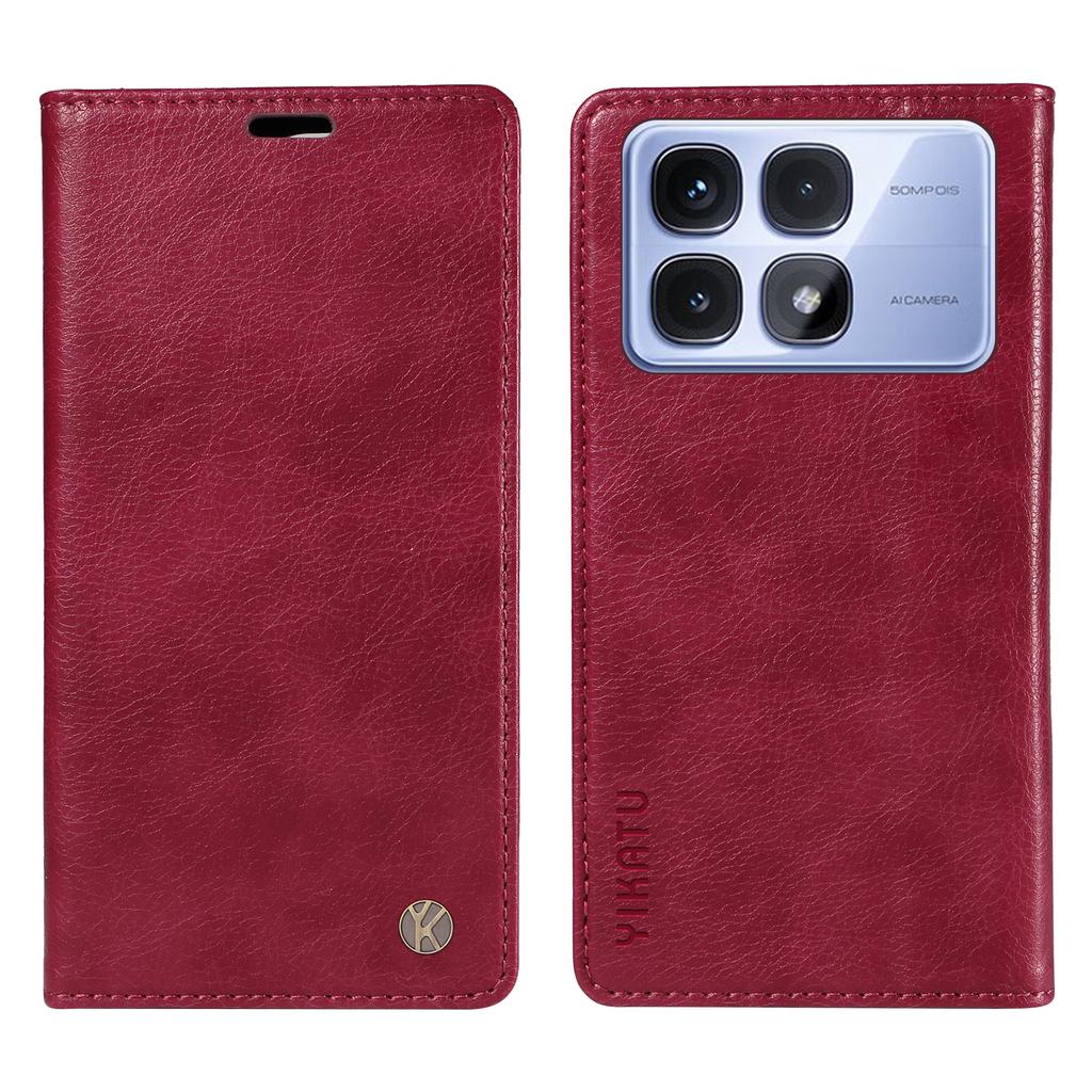 YIKATU YK-006 For Xiaomi Redmi K70 Ultra Case Wallet Litchi Grain Leather Phone Cover Magnetic Auto-Absorbed