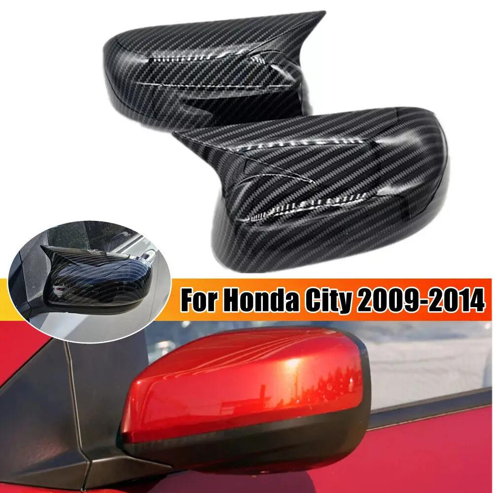

For Honda City 2009-2013 Car Sticker Rearview Side Mirror Cover Wing Cap Exterior Door Rear View Case Trim Carbon Fiber Look ABS