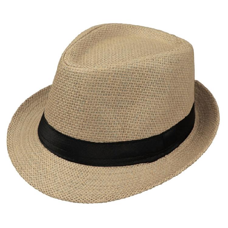 Outdoor Gentlemen Trilby Hat Straw Weaving Fedoras Hat Teens Festival Proms Hat