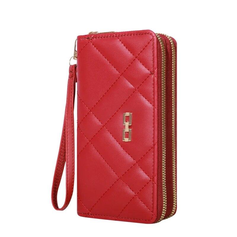 Chic Quilted Long Wallet for Women - Secure Zipper, Multiple Card Slots, Phone Compartment - Versatile Clutch for Every Occasion