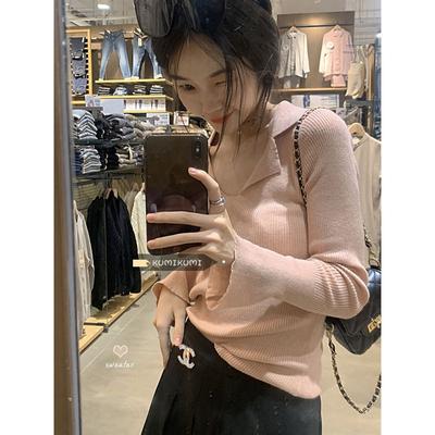New Women's Autumn and Winter Niche Knitted Sweater Design Bottoming Shirt Women's Early Autumn Slim-fit Inner Long-sleeved Top