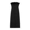 Spring 2025 Women's Feather-Trimmed One-Shoulder Ruched Strapless Dress