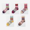 5 Pairs Winter Warm Crew Socks for Women Thick Mid-Calf Knitted Socks Retro Ethnic Style Socks for Christmas Gifts