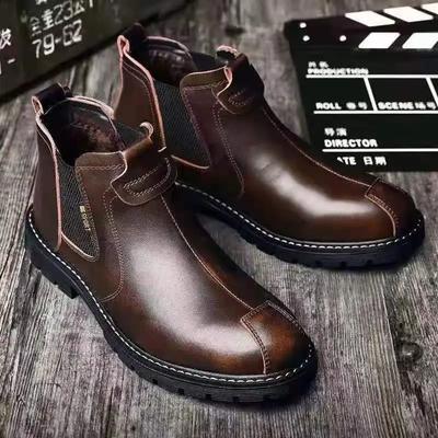 Moda Erkek Yüksek Bilekli Deri Ayakkabılar Kış Modası Retro İşçi Çizmeleri Günlük Deri Çizmeler Rahat Aşınmaya Dayanıklı Motosiklet Çizmeleri
