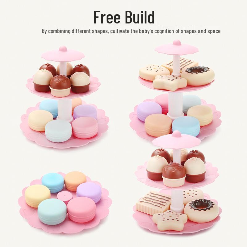 Kids' Dessert Tower Playset: Pretend Cake, Cookie, and Donut Toy Collection