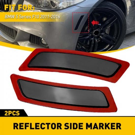FOR 2011-2016 F10 BMW 5-SERIES SIDE Smoked MARKER LAMPS FRONT BUMPER REFLECTOR