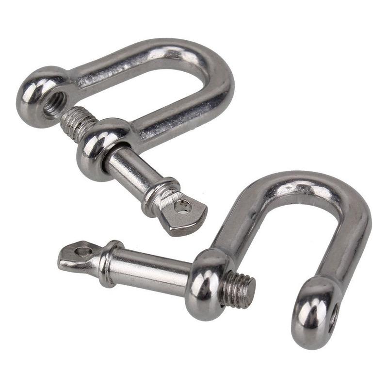 M4/M5/M8/M10/M12 304 Stainless Steel D Type Shackle Short Paragraph Rigging 1/4 Inch Shackle Hooks Boat Rigging Hardware