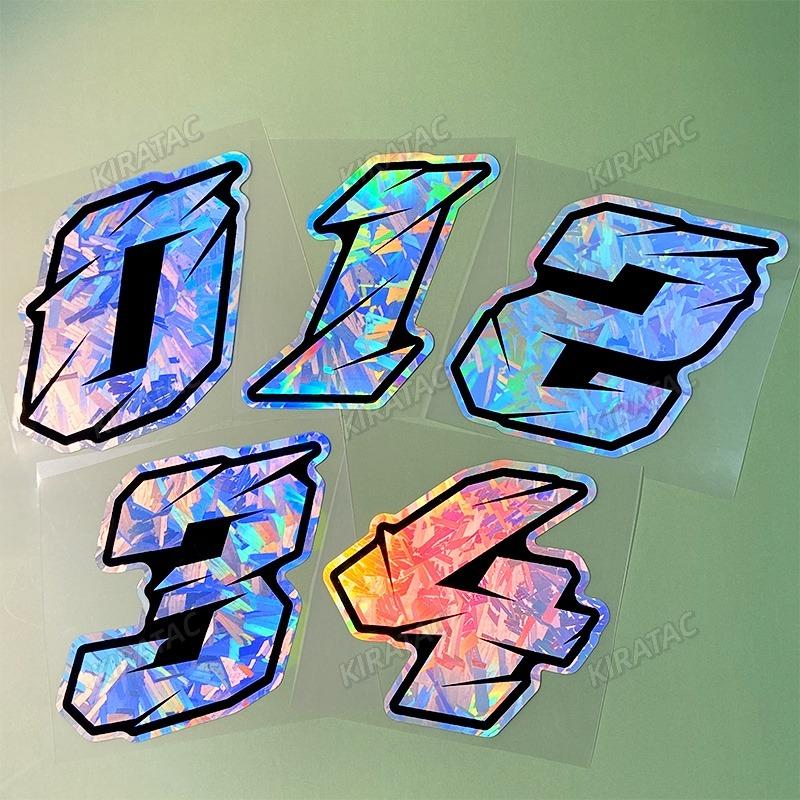 1PC Holographic Carbon Fiber Arabic Numerals Motorcycle Stickers Waterproof Vinyl Decals for BMW KTM YAMAHA Kawasaki Suzuk Honda